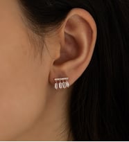 Papatya Silver Dört Baget Taş Sallantılı Nano Zirkon Küpe Rose Kaplama Gümüş