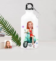 BK Gift Kişiye Özel Bayan Vespa Temalı Karikatürlü Metal Suluk 500 Ml