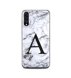 Samsung A30s Beyaz Mermer Harf Tasarımlı Telefon Kılıfı A-Harfi 