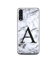 Samsung A30s Beyaz Mermer Harf Tasarımlı Telefon Kılıfı A-Harfi 