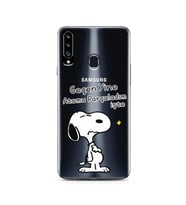 Snoopy Tasarımlı Süper Şeffaf Silikon Telefon Kılıfı Samsung A20s