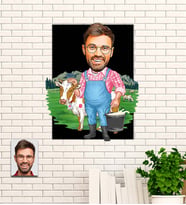 Kişiye Özel Çiftçi Karikatür Ahşap Tablo