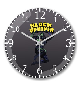 Black Pantera Duvar Saati Bombeli Gercek Cam
