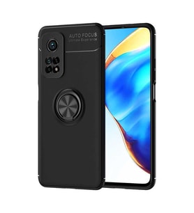 Xiaomi Mi 10T Pro 5G Kılıf Zore Ravel Yüzüklü Silikon Kılıf (Siyah)