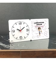 Laborauvar Uzmanı Ahşap Masa Saati