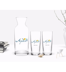 BK Gift Kişiye Özel Renkli Baskılı Aydın Tasarımlı Turistik İkili Rakı Bardağı ve Karaf Hediye Seti-1 (Model 1)