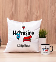 Hemşire Kare Yastık ve Siyah Kupa Bardak
