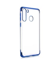Galaxy M11 Kılıf Zore Dört Köşeli Lazer Silikon Kılıf (Mavi)
