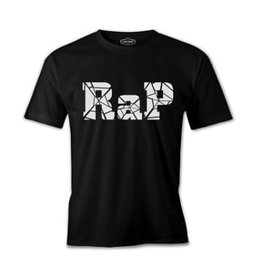 RAP Logo Siyah Erkek Tshirt