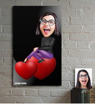 BK Gift Kişiye Özel Bayan Aşık Karikatür Ahşap Tablo - 1