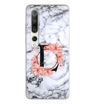 Mermer Çiçekli Harf Tasarım Süper Şeffaf Silikon Telefon Kılıfı Xiomai Mi10- Mi 