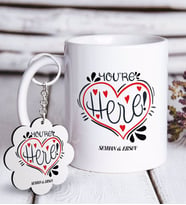 BK Gift Kişiye Özel Sevgililer Günü Beyaz Kupa ve Anahtarlık Hediye Seti-77 (Model 1)