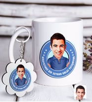 BK Gift Kişiye Özel Erkek Kolay Yetişmiyor Karikatürlü Beyaz Kupa ve Anahtarlık Hediye Seti-3 (Model 1)