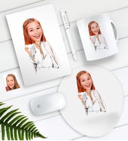 BK Gift Kişiye Özel Bayan Model Karikatürlü Defter Kalem Kupa Mouse Pad Seti (Model 1)