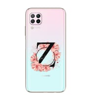 Pembe Çiçekli Harf Tasarım Süper Şeffaf Silikon Telefon Kılıfı Huawei P40 Lite Z