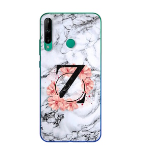 Mermer Çiçekli Harf Tasarım Süper Şeffaf Silikon Telefon Kılıfı Huawei P40 Lite 