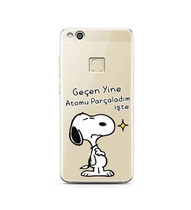 Snoopy Tasarımlı Süper Şeffaf Silikon Telefon Kılıfı Huawei P10 Lite 