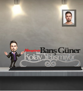 Kişiye Özel İş Adamı Karikatürlü Kolay Yetişmiyor Ahşap Biblo Bay-8