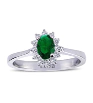 Lova Pırlantalı Oval Zümrüt Anturaj Yüzük - 1050240