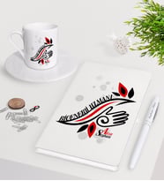 BK Gift Kişiye Özel Bioenerji Uzmanı Beyaz Defter Kalem Türk Kahvesi Fincanı Seti-1 (Model 1)