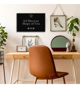 New Jargon - Benim Favori Şarkı Shape Of You ve Şarkıcım Ad Sheeran Tasarım Metal Tablosu 50x32cm (Siyah)