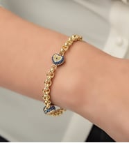 Papatya Silver 3 Nazar Kalpli Zincirli Nazar Bileklik Nano Zirkon Taşlı 925 Ayar Gümüş