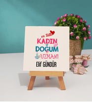 Mesajlı Kadın Doğum Uzmanı Dekoratif Taş Baskı 