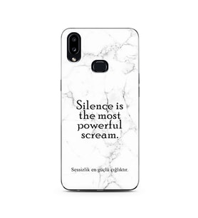 Samsung A10s Beyaz Mermer Söz Tasarımlı Telefon Kılıfı