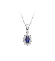 Sirius Pırlanta ve Oval Safir Taşlı Anturaj Kolye 0704P0070