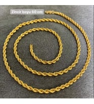 22 AYAR ALTIN KAPLAMA 60 CM HALAT KOLYE - İMİTASYON KOLYE