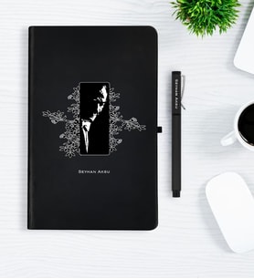 BK Gift Kişiye Özel Atatürk Temalı Siyah Defter Kalem Hediye Seti - 8