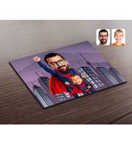 BK Gift Kişiye Özel Süper Baba ve Çocuk Karikatürlü Ahşap Puzzle-1
