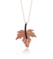 Gümüş Zirkon Taşlı " Çınar Yaprağı " Tasarım Kolye (Rose)