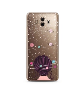 Space Girl Tasarım Süper Şeffaf Silikon Telefon Kılıfı Huawei Mate 10 Pro 