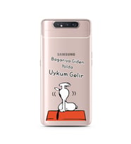 Snoopy Tasarımlı Süper Şeffaf Silikon Telefon Kılıfı Samsung A80