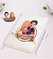BK Gift Kişiye Özel Yılın En Mükemmel Çifti Karikatürlü Beyaz Defter ve Kalem Hediye Seti-2