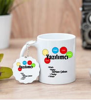 Yazılımcı Beyaz Kupa Bardak Ve Anahtarlık Set