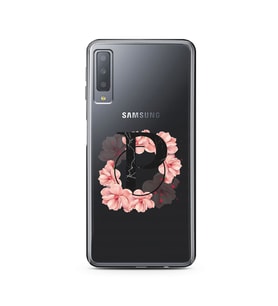 Pembe Çiçekli Harf Tasarım Süper Şeffaf Silikon Telefon Kılıfı Samsung A7 (2017)