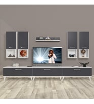 Decoraktiv Eko 8da Mdf Retro Tv Ünitesi Tv Sehpası (Beyaz - Antrasit)