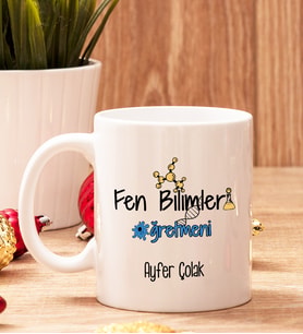 Fen Bilimleri Öğretmenine Hediye Beyaz Kupa Bardak