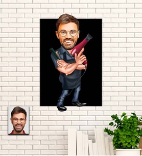 Kişiye Özel Kuaför Yeni İş Hediyesi Karikatür Ahşap Tablo