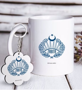 BK Gift Kişiye Özel Mesleki Zabıta Beyaz Kupa ve Anahtarlık Hediye Seti (Model 1)