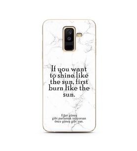 Samsung A6 Plus Beyaz Mermer Söz Tasarımlı Telefon Kılıfı
