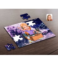 BK Gift Kişiye Özel Kadın Radyocu Karikatürlü Ahşap Puzzle-1