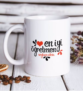 BK Gift Kişiye Özel En İyi Öğretmen Beyaz Kupa Bardak -6, Öğretmene Hediye, Öğretmenler Günü