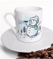 BK Gift Kişiye Özel İsimli Yılbaşı Mutlu Yıllar Türk Kahvesi Fincanı-18 (Beyaz)