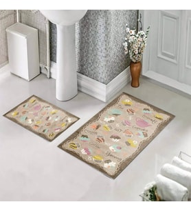Banyo Halısı Ikili Klozet Takımı Kaymaz Tabanlı (60 xm x 100 cm + 40 cm x 60 cm) 