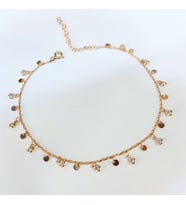GÜMÜŞ ROSE BRONZ RENK ZİRKON TAŞLI PULLU HALHAL  