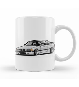 Bmw Stanced out E36 Gray Kupa Bardak Porselen