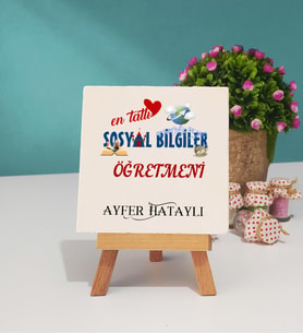 Mesajlı Sosyal Bilgiler Öğretmeni Dekoratif Taş Baskı 